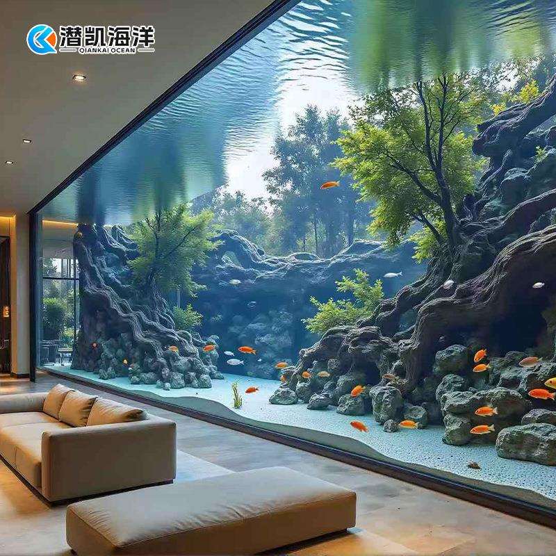 大型亚克鱼力族玻璃缸海洋馆水力箱工程设水族箱鱼计大号一体式亚