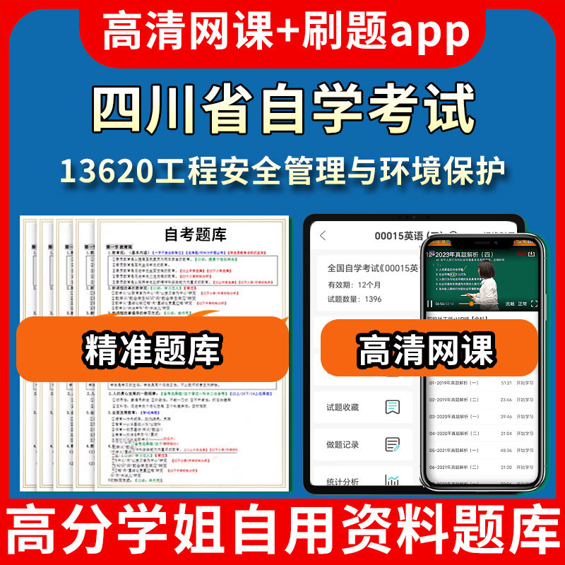 四川省自学考试13620工程安全管理与环境保护题库自考试卷历年真题教材书课件网课程讲义专科本科刷题软